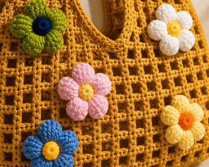 Sunshine Bloom Tote – Handmade Crochet Floral Bag