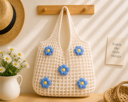 Cloud Bloom Tote – Handmade Crochet Floral Bag