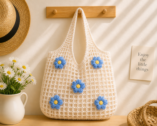 Cloud Bloom Tote – Handmade Crochet Floral Bag