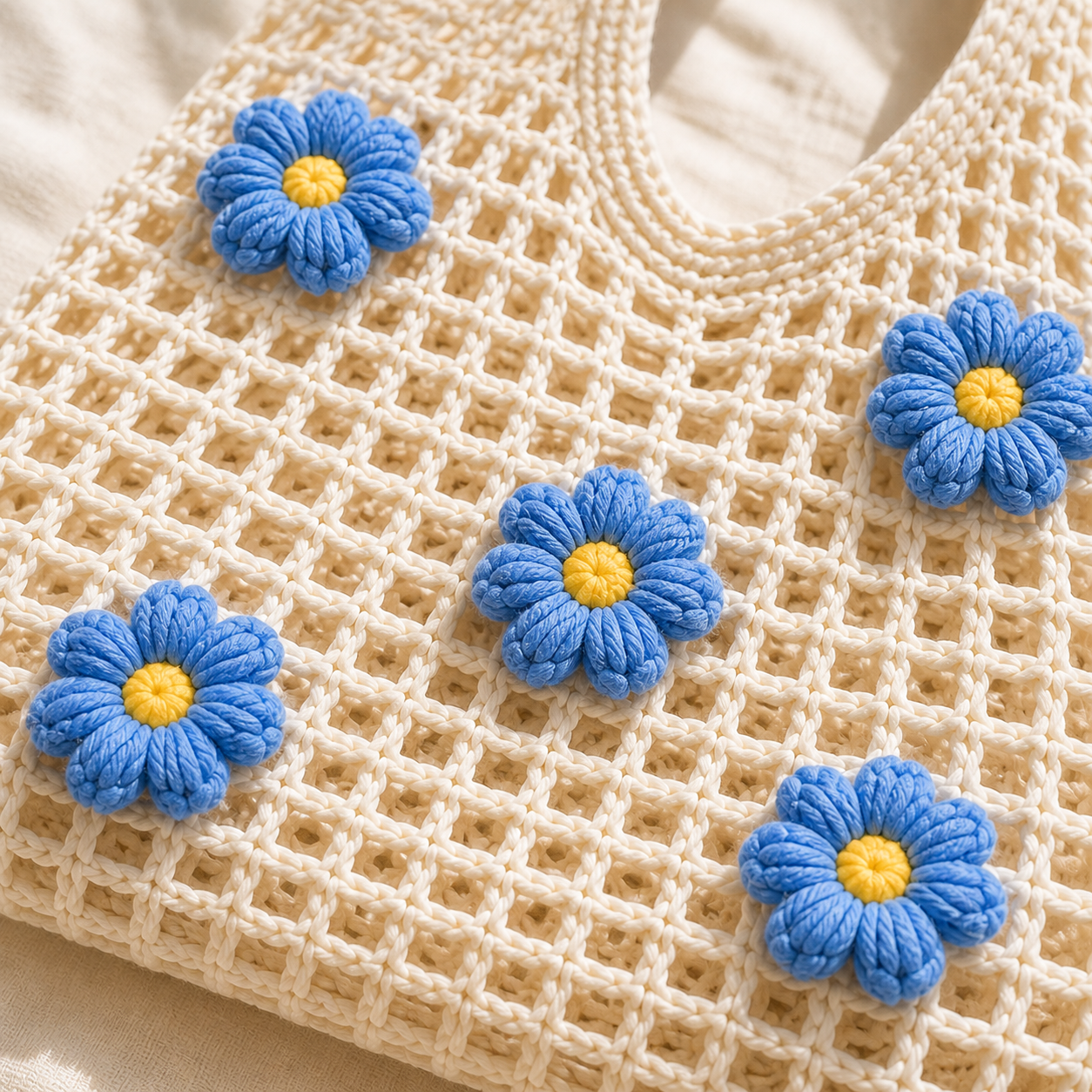 Cloud Bloom Tote – Handmade Crochet Floral Bag