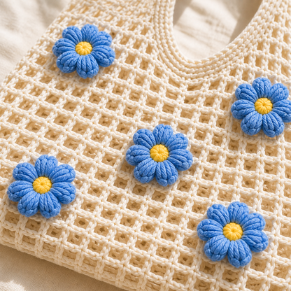 Cloud Bloom Tote – Handmade Crochet Floral Bag