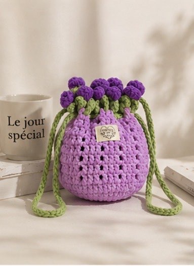 Purple Rose Crochet Bag